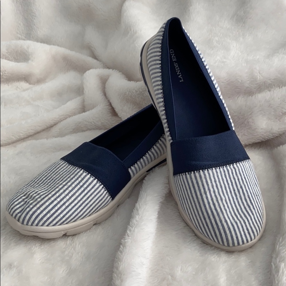 Land’s End striped slip ons